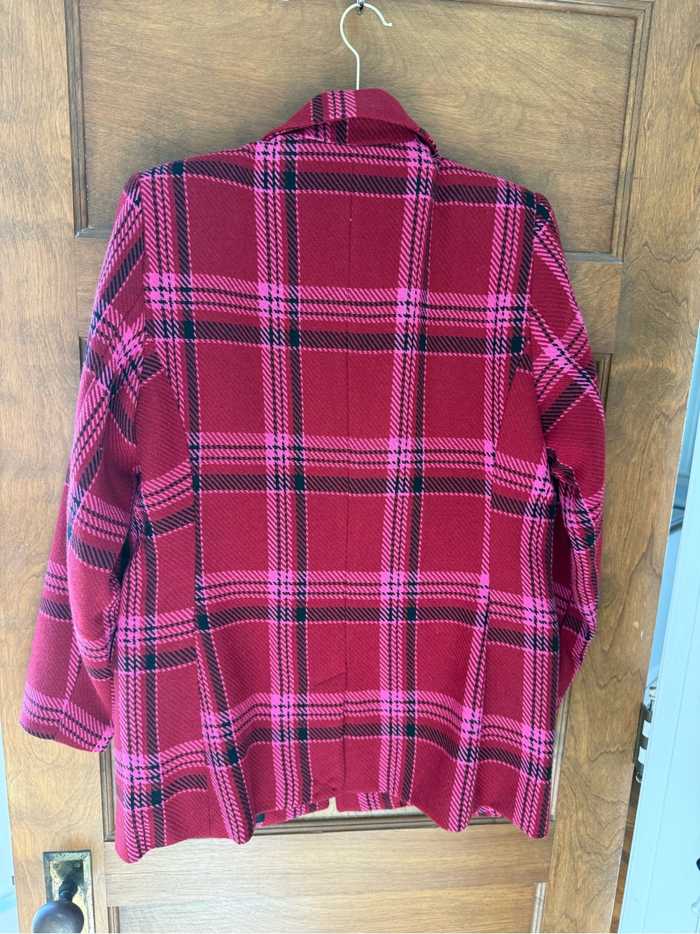 Nine West Red and Pink Plaid Single-Button Blazer - Picture 4 of 4